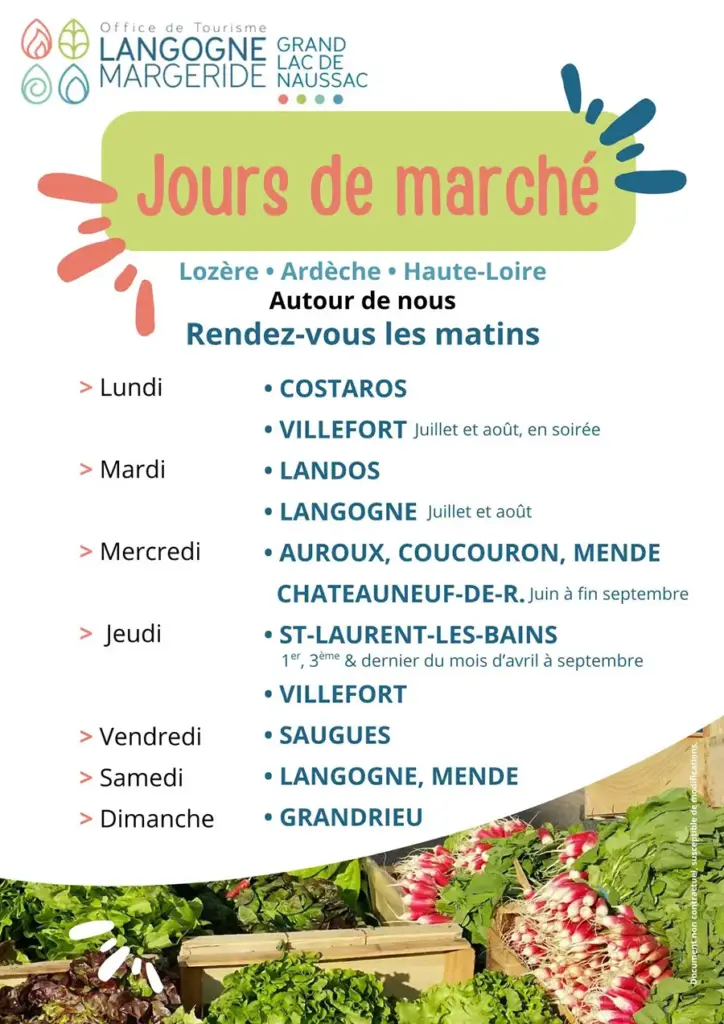 Jours de marché autour de Langogne