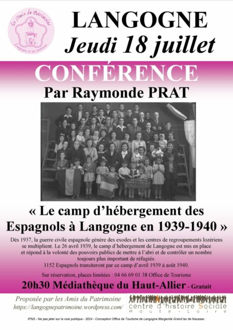 Image 0 : CONFÉRENCE "LE CAMP D'HÉBERGEMENT DES ESPAGNOLS À LANGOGNE EN 1939-1940"