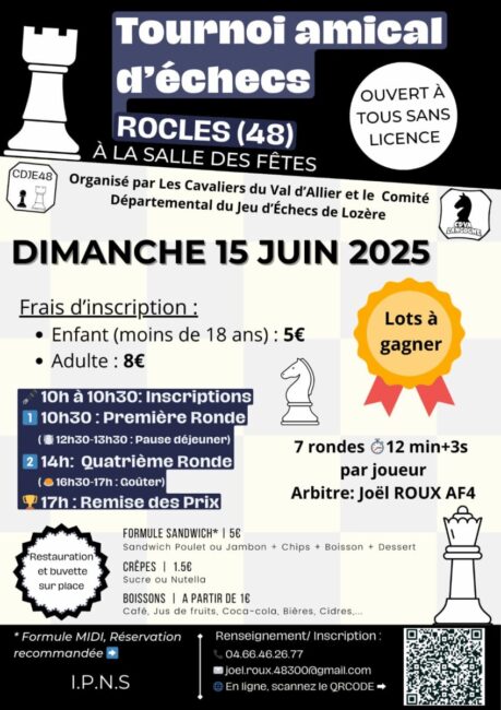 Image 1 : TOURNOI AMICAL D'ÉCHECS